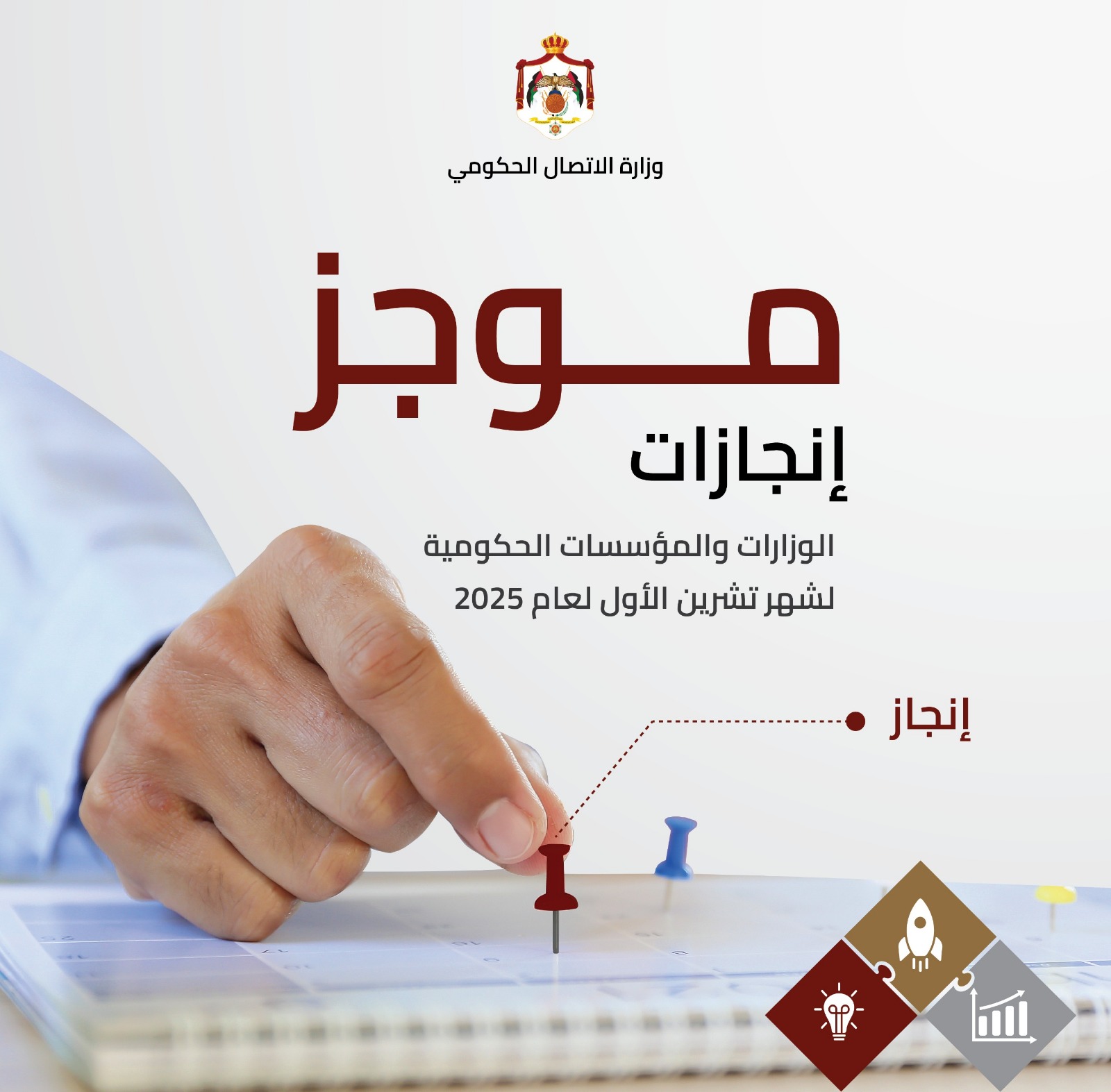 "الاتصال الحكومي" تنشر موجز إنجازات الوزارات والمؤسسات الحكومية خلال تشرين الأول الماضي