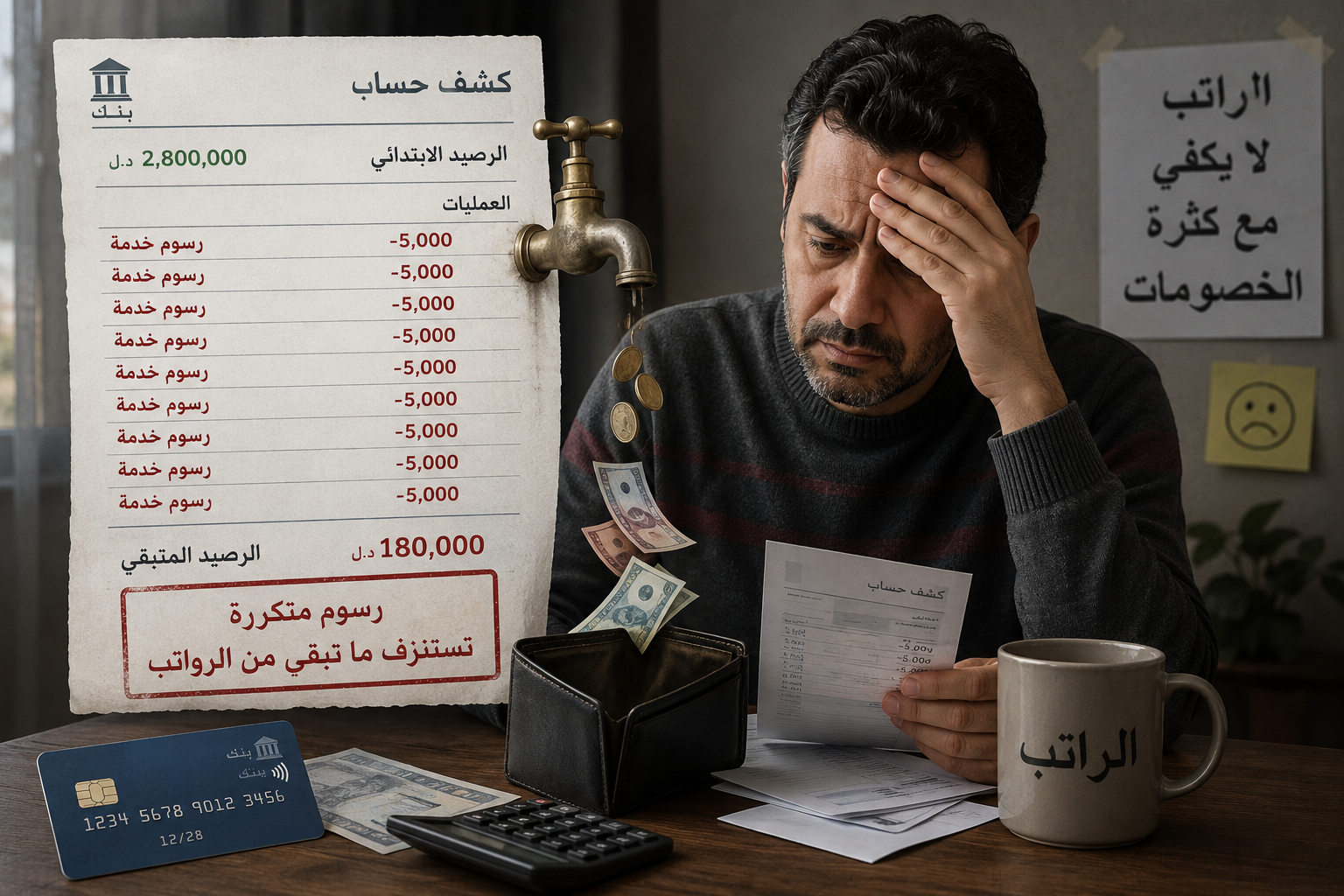 مواطنون يشتكون من الخصومات البنكية: "رسوم متكررة تستنزف ما تبقى من الرواتب"