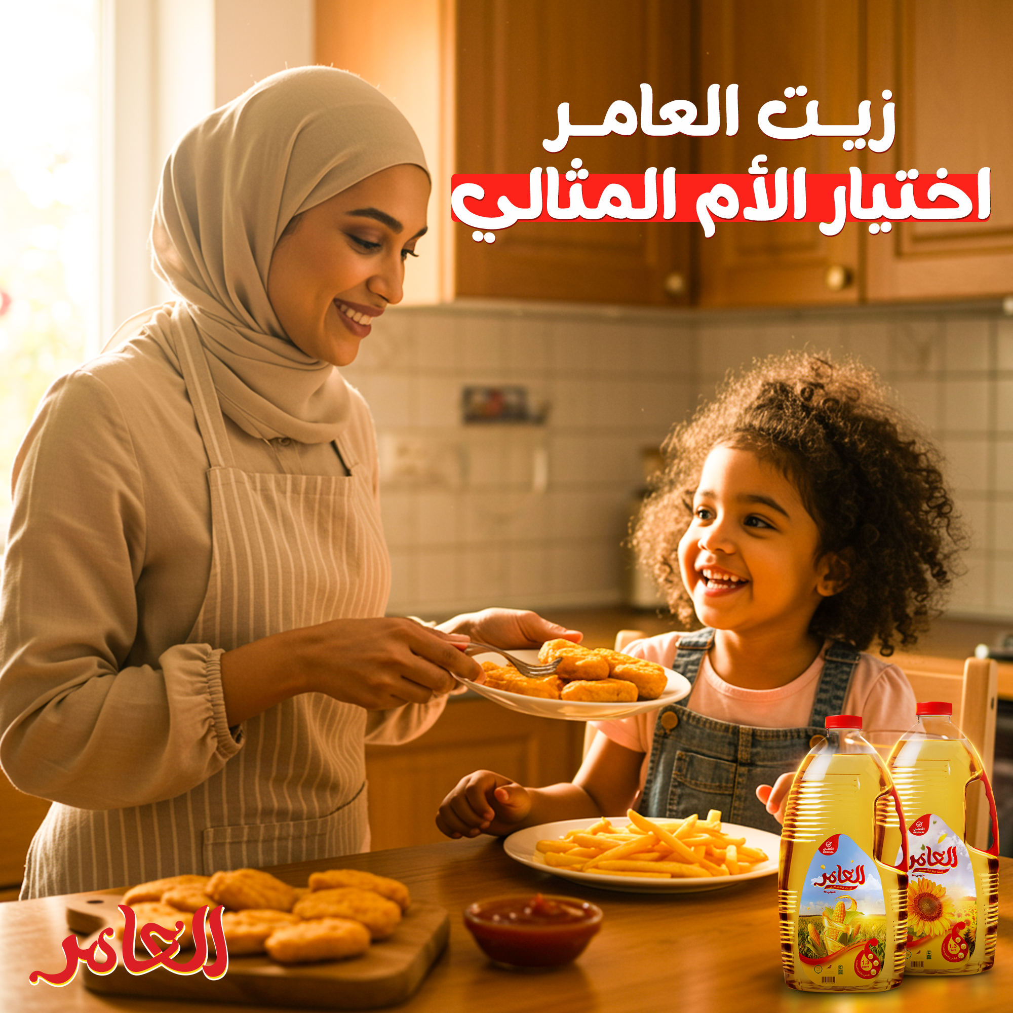 مع زيت العامر ..  القلي أخف والطعم أطيب لأطفالك في كل وجبة!