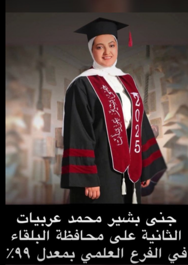 جنى بشير العربيات  ..  مبارك التفوق في الثانوية العامة
