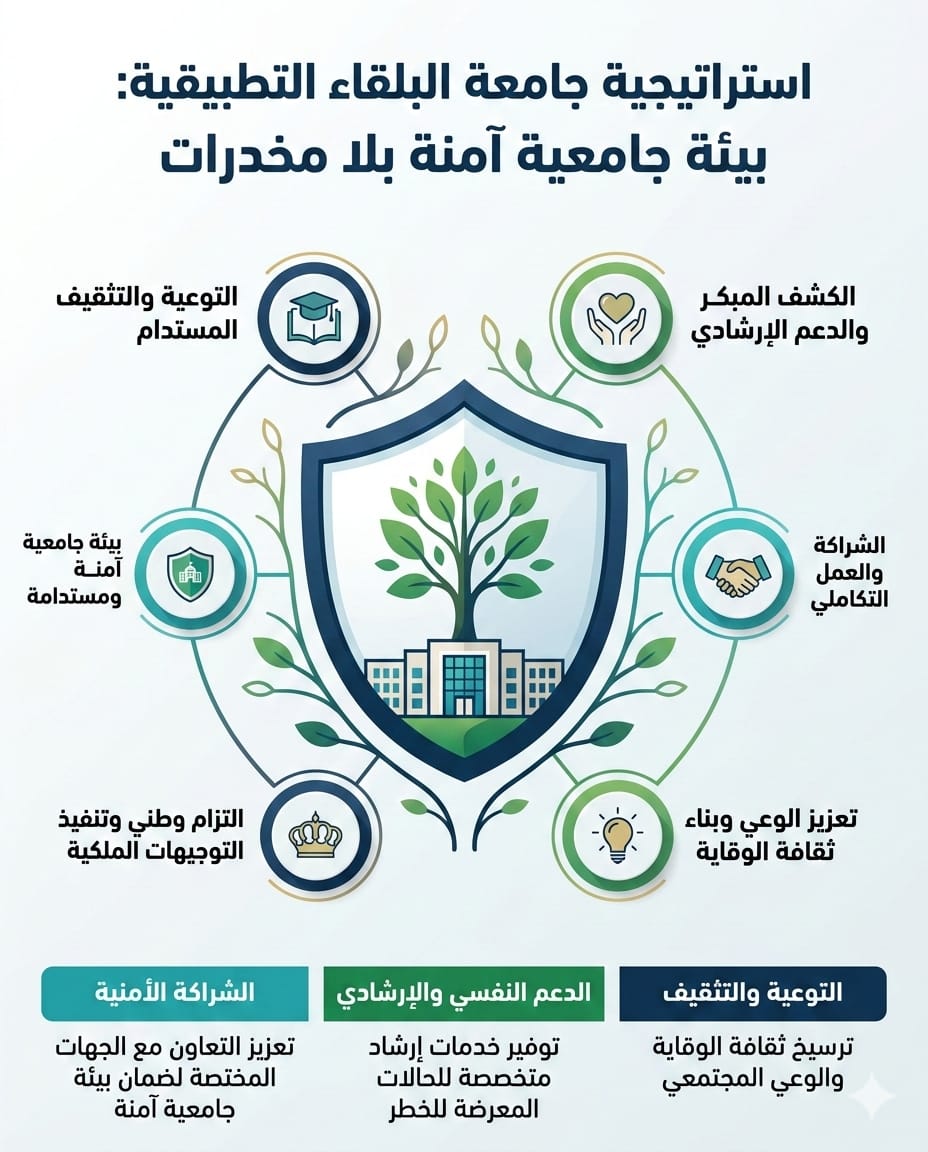 العجلوني: جامعة البلقاء التطبيقية تطلق استراتيجية متكاملة لمكافحة المخدرات وتعزيز البيئة الجامعية الآمنة