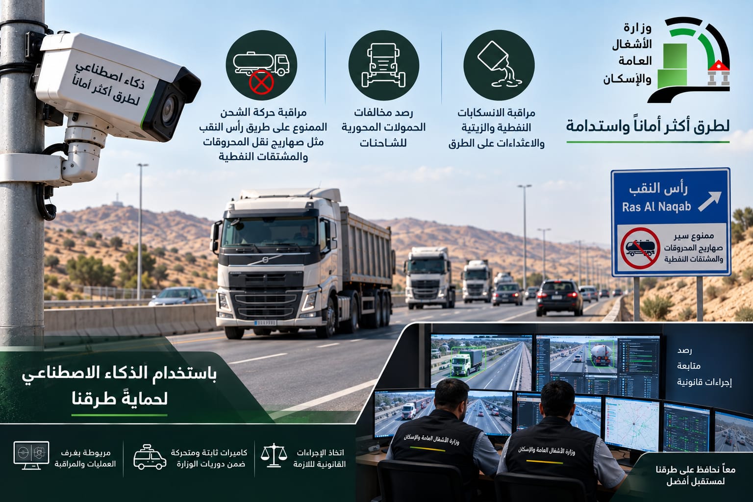 الأشغال: كاميرات ذكية لتعزيز الرقابة على مخالفات الشحن وأضرار الطرق  