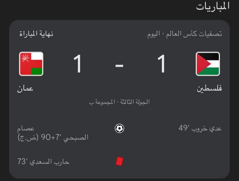 الاتحاد الفلسطيني يحتج على "ركلة جزاء غير صحيحة" منحت لمنتخب عمان