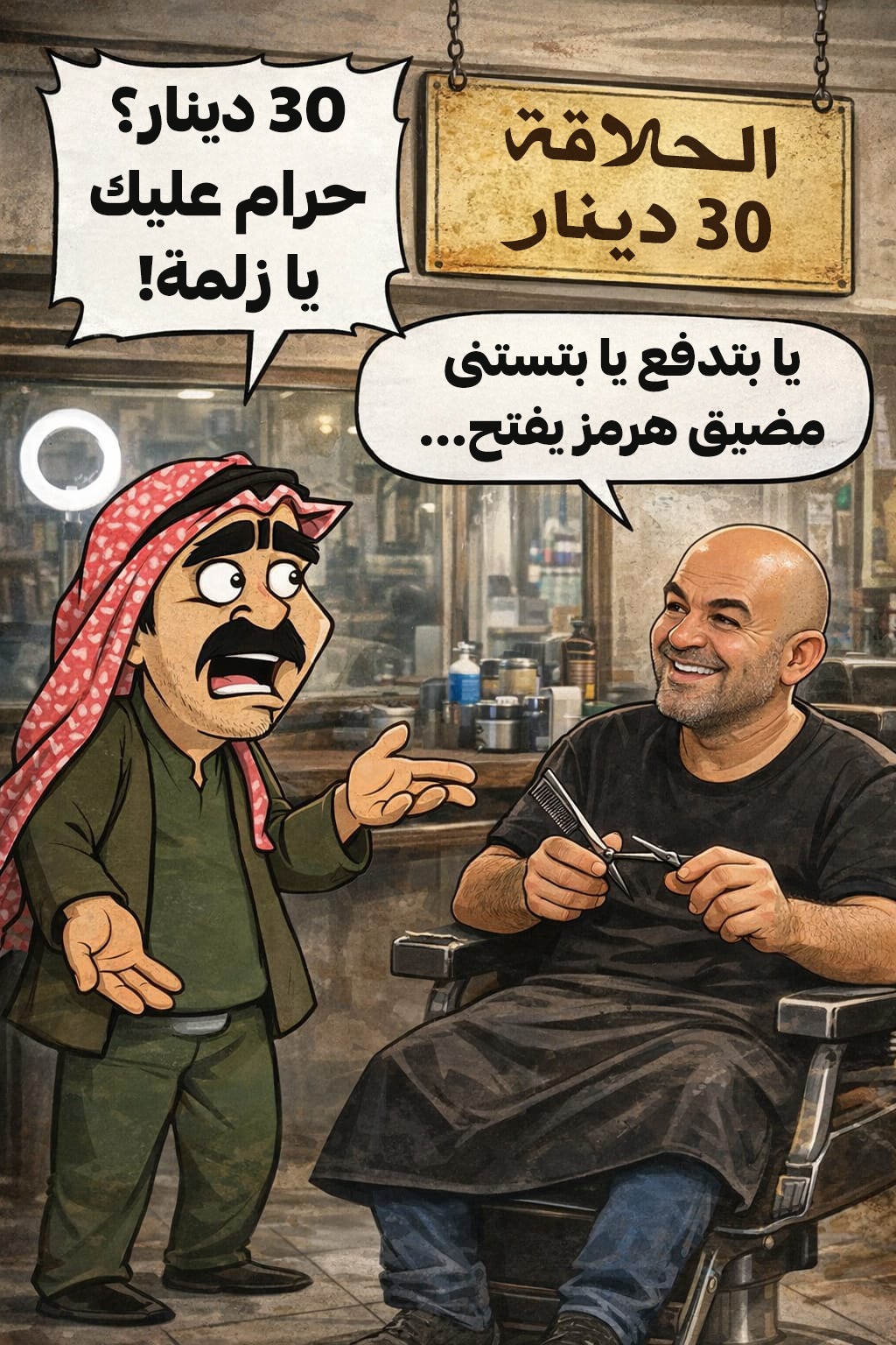 موسى حجازين يثير التفاعل بكاريكاتير عن ارتفاع أسعار الحلاقة