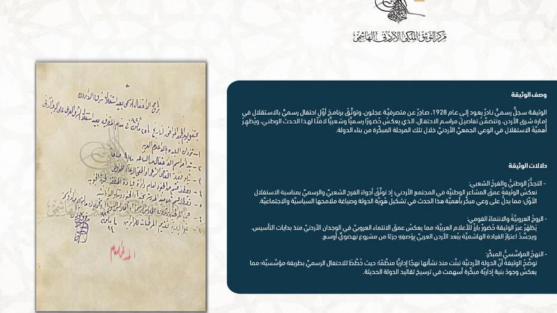 وثيقة نادرة تكشف أول احتفال بالاستقلال في إمارة شرق الأردن عام 1928