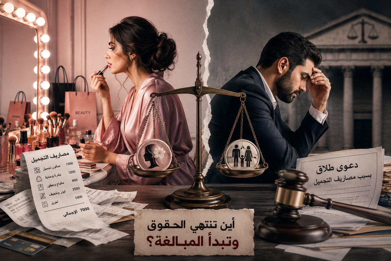 دعوى طلاق بسبب مصاريف التجميل ..  أين تنتهي الحقوق وتبدأ المبالغة؟