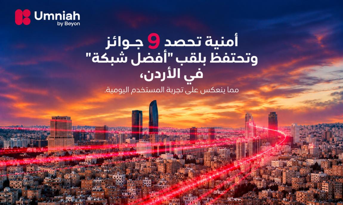 أمنية تحصد 9 جوائز وتحتفظ بلقب "أفضل شبكة" في الأردن مما يعكس حجم استثمارات أمنية في الشبكة
